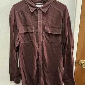 Columbia Shirt Men’s Size XL Brown Long Sleeve Button Up Stitching Lightweight